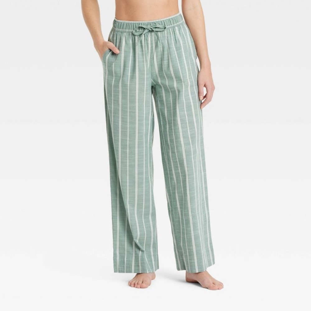 Auden Green Striped Pajama Pants